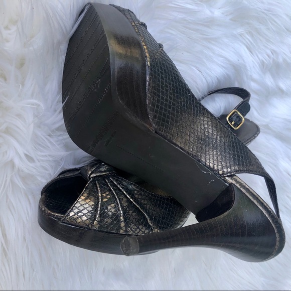 Stuart Weitzman Snakeskin Peep Toe Heels - Picture 4 of 8